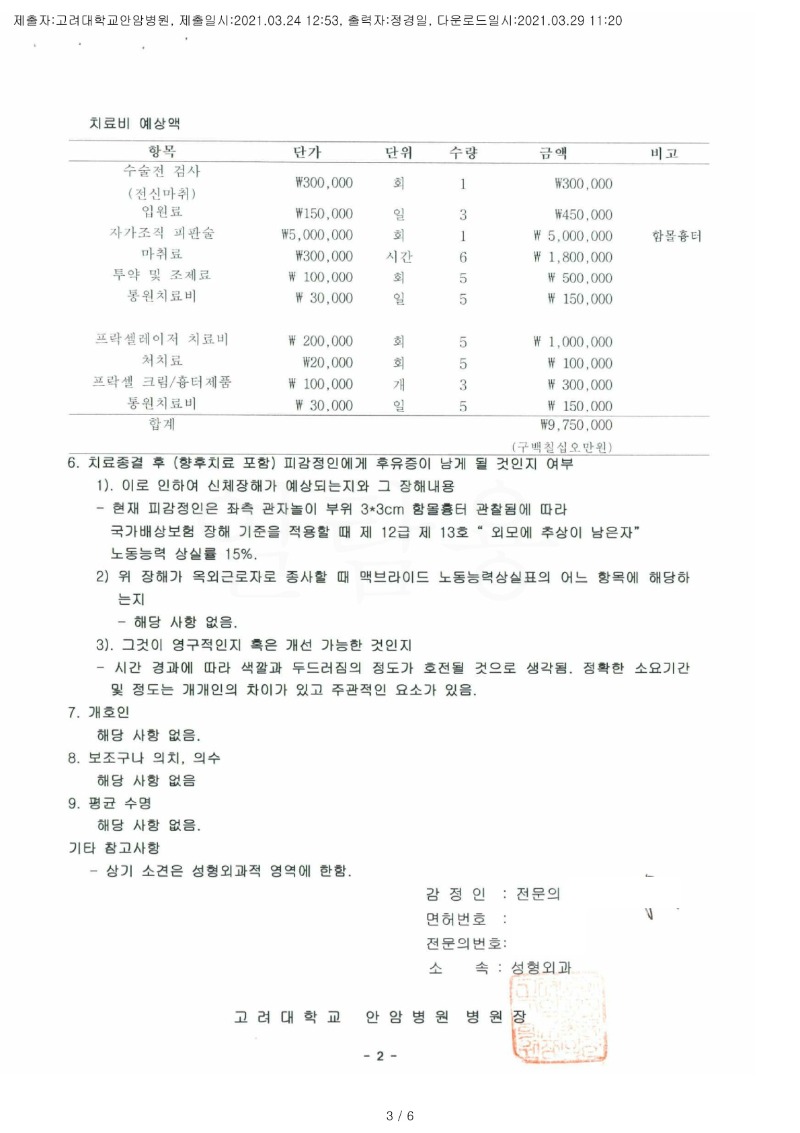 20210329 김진영 3.24 고려대안암병원 감정서 도달(성형)_2.jpg